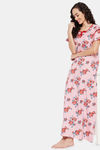 Clovia Cotton Full Length Nightdress - Pink — thumbnail 5