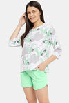 Clovia Cotton Shorts Set - Green — thumbnail 3
