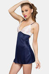 Clovia Lace Babydoll With Sexy Back - Navy Blue — thumbnail 3