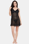 Clovia Lace Babydoll with Thong - Black — thumbnail 5