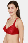Romance Double Layered Non Wired Full Coverage Lace Bra - Maroon — thumbnail 2