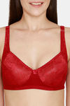 Romance Double Layered Non Wired Full Coverage Lace Bra - Maroon — thumbnail 4