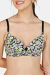 Rosaline Print On Spree Wirefree T-Shirt Bra-Green Heart Print — thumbnail 4