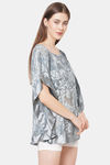 Cloth Haus Velvet Loungewear Top - Grey — thumbnail 2
