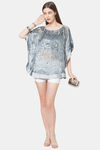 Cloth Haus Velvet Loungewear Top - Grey — thumbnail 5