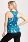 West Vogue Abstract Print Racerback Tank Top- Teal — thumbnail 3