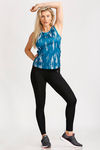 West Vogue Abstract Print Racerback Tank Top- Teal — thumbnail 4