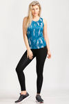 West Vogue Abstract Print Racerback Tank Top- Teal — thumbnail 5