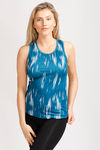 West Vogue Abstract Print Racerback Tank Top- Teal — thumbnail 6