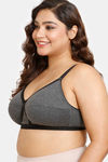 Rosaline Everyday Double Layered Non Wired Full Coverage Super Support Bra - Anthracite — thumbnail 3