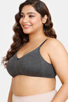 Rosaline Everyday Double Layered Non-Wired 3/4th Coverage Super Support Bra - Anthracite2 — thumbnail 3