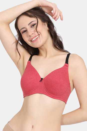 Rosaline Fashion Padded Non Wired 3/4th Coverage T-Shirt Bra - Barbados Cherry2