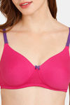 Rosaline Fashion Padded Non Wired 3/4th Coverage T-Shirt Bra - Fuchsia Red — thumbnail 4