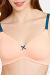 Rosaline Fashion Padded Non Wired 3/4th Coverage T-Shirt Bra - Salmon — thumbnail 4