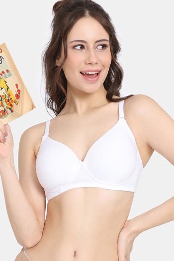 Rosaline Padded Non Wired 3/4th Coverage T-Shirt Bra - Snow White