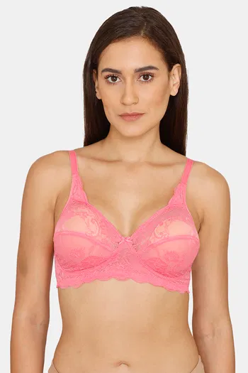 Rosaline Everyday Single Layered Non Wired 3/4th Coverage Lace Bra -ÃÂ Pink Lemonade