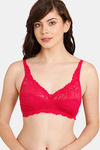 Rosaline Everyday Single Layered Non Wired 3/4th Coverage Sheer Lace Bra - Pink Peacock — thumbnail 1