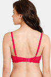 Rosaline Everyday Single Layered Non Wired 3/4th Coverage Sheer Lace Bra - Pink Peacock — thumbnail 2