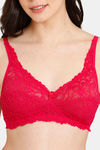 Rosaline Everyday Single Layered Non Wired 3/4th Coverage Sheer Lace Bra - Pink Peacock — thumbnail 4