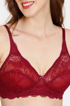 Rosaline Everyday Single Layered Non Wired 3/4th Coverage Sheer Lace Bra - Raspberry Radiance2 — thumbnail 4