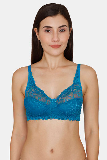Rosaline Everyday Single Layered Non Wired 3/4th Coverage Lace Bra -ÃÂ Saxony Blue