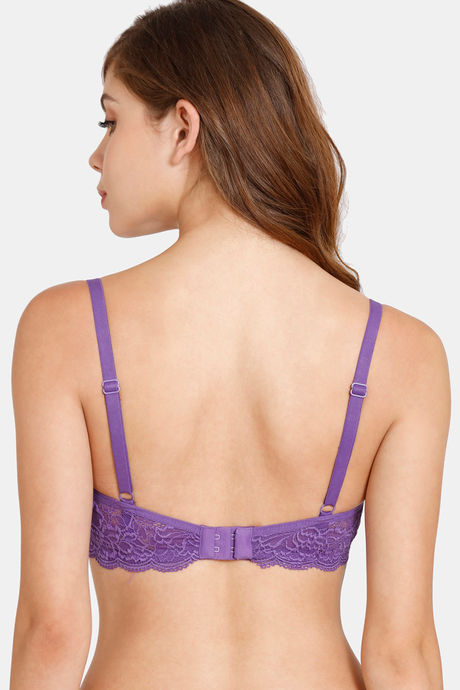 Rosaline Everyday Single Layered Non Wired 3/4th Coverage Sheer Lace Bra - Prism Violet — image 2