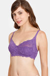 Rosaline Everyday Single Layered Non Wired 3/4th Coverage Sheer Lace Bra - Prism Violet — thumbnail 3