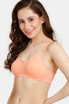 Rosaline Everyday Double Layered Non Wired 3/4th Coverage T-Shirt Bra - Salmon — thumbnail 3