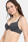 Rosaline Wired Medium Coverage Push-Up Bra - Anthracite — thumbnail 3