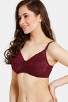Rosaline Everyday Double Layered Non Wired 3/4th Coverage Lace Bra - Syrah — thumbnail 3
