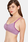 Rosaline Everyday Double Layered Non-Wired 3/4th Coverage  T-Shirt Bra - Plum Art Print — thumbnail 3