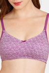 Rosaline Everyday Double Layered Non-Wired 3/4th Coverage  T-Shirt Bra - Plum Art Print — thumbnail 4