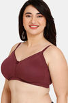 Rosaline Everyday Double Layered Non Wired Full Coverage Super Support Bra - Fig — thumbnail 3
