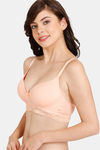 Rosaline Padded Non-Wired Medium Coverage T-Shirt Bra - Salmon — thumbnail 3