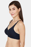 Rosaline Everyday Double Layered Non Wired Medium Coverage T-Shirt Bra - Navy Blue — thumbnail 2