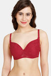 Rosaline Everyday Double Layered Non-Wired Medium Coverage Lace Bra - Barbados Cherry — thumbnail 1