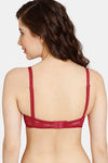 Rosaline Everyday Double Layered Non-Wired Medium Coverage Lace Bra - Barbados Cherry — thumbnail 2