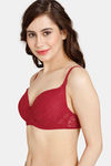 Rosaline Everyday Double Layered Non-Wired Medium Coverage Lace Bra - Barbados Cherry — thumbnail 3