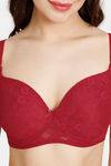 Rosaline Everyday Double Layered Non-Wired Medium Coverage Lace Bra - Barbados Cherry — thumbnail 4
