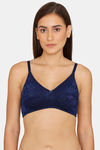 Rosaline Everyday Double Layered Non Wired Medium Coverage Lace Bra - Navy Peony — thumbnail 1