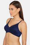 Rosaline Everyday Double Layered Non Wired Medium Coverage Lace Bra - Navy Peony — thumbnail 2