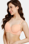 Rosaline Padded Wired 3/4th Coverage T-Shirt Bra - Salmon — thumbnail 3