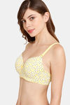 Rosaline Padded Wired 3/4th Coverage T-Shirt Bra With Lace Band - Aspen Gold — thumbnail 3