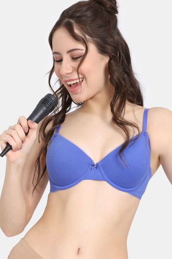 Rosaline Padded Wired Medium Coverage T-Shirt Bra - Amparo Blue