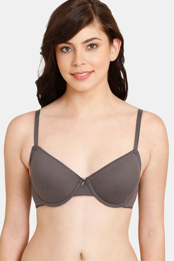 Rosaline Padded Wired Medium Coverage T-Shirt Bra - Forged Iron