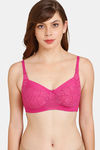 Rosaline Everyday Double Layered Non-Wired 3/4th Coverage Lace Bra - Festival Fuchsia — thumbnail 1