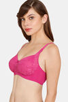 Rosaline Everyday Double Layered Non-Wired 3/4th Coverage Lace Bra - Festival Fuchsia — thumbnail 3
