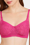 Rosaline Everyday Double Layered Non-Wired 3/4th Coverage Lace Bra - Festival Fuchsia — thumbnail 4