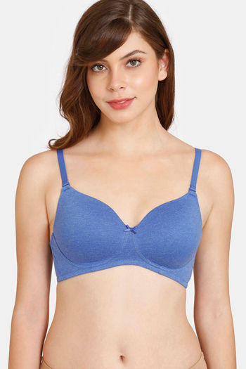 Rosaline Padded Non-Wired 3/4th Coverage T-Shirt Bra - Beaucoup Blue