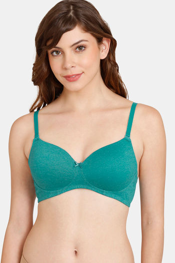 Rosaline Padded Non-Wired 3/4th Coverage T-Shirt Bra - Harbor Blue